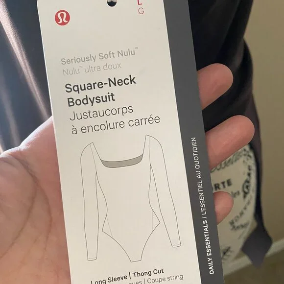 Lululemon Nulu Square Neck Long Sleeve Bodysuit Brown - Sz Large - Picture 9 of 15